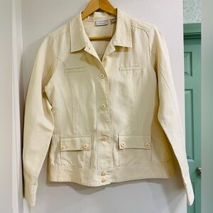 Halogen Cream Button-Front Jean Jacket